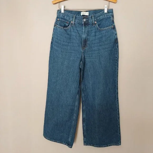 Abercrombie & Fitch The Wide Leg High Rise Jeans Size 29/8 Short NWOT - Picture 6 of 13
